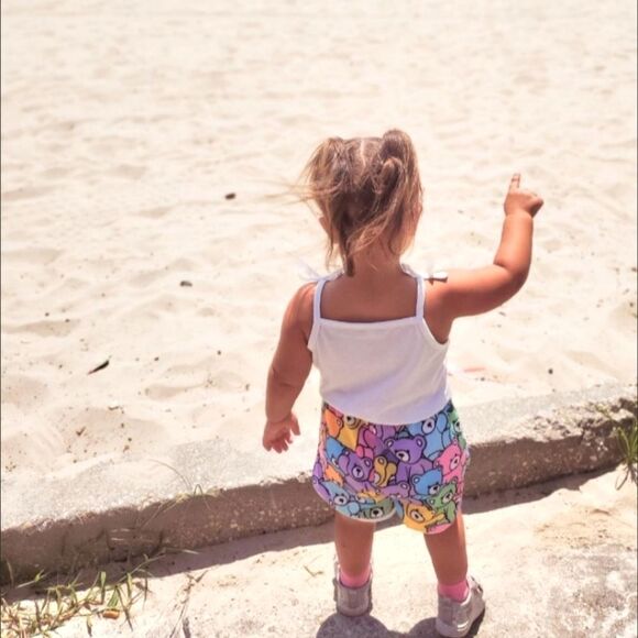 Girl's cute graphic cartoon bear romper sz 3-4Y - Picture 6 of 9